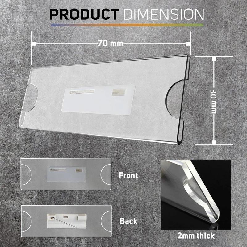 Index Card Holder - Прозрачный зажим-булавка для бейджей, универсальный держатель
